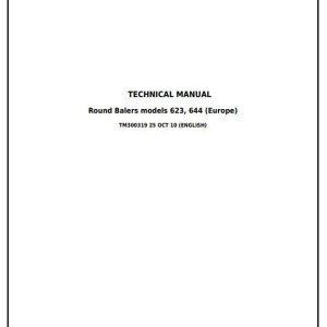 John Deere 623 644 Round Balers Technical Service Manual TM300319