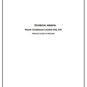 John Deere 830 835 Forage Mower-Conditioner (Europe) Diagnostic Repair Manual TM301319