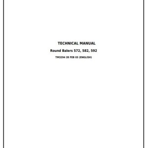 John Deere 572 582 592 Round Balers Technical Manual TM3294