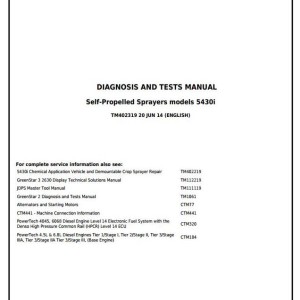 John Deere 5430i Self-Propelled Sprayer Diagnostic Test Manual TM402319