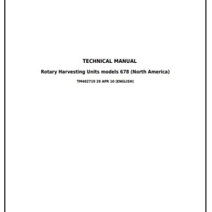 John Deere 678 Rotary Harvesting Unit Diagnostic Repair Manual TM402719