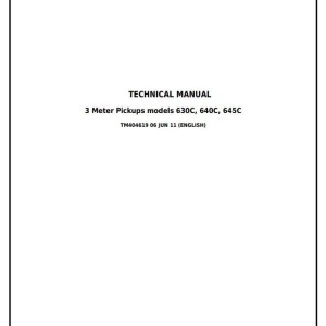 John Deere 630C 640C 645C Windrow Pickups Diagnostic Repair Manual TM404619