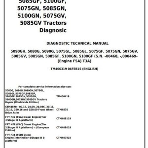 John Deere 5075G to 5100G Tractor Diagnostic Manual TM406319