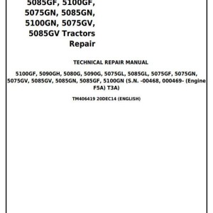 John Deere 5075G to 5100G Tractor Repair Manual TM406419