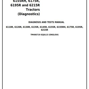 John Deere 6110R to 6215R Tractor Diagnostic Test Manual TM406719
