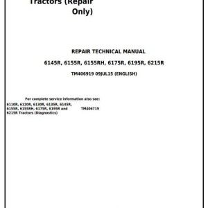 John Deere 6145R to 6215R Tractor Repair Technical Manual TM406919