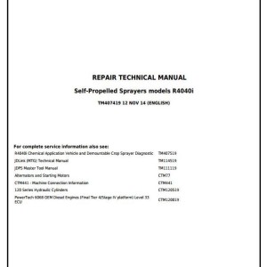 John Deere R4040i Self-Propelled Sprayer Repair Technical Manual TM407419