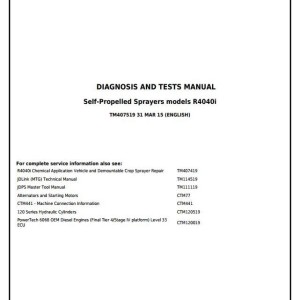 John Deere R4040i Self-Propelled Sprayer Diagnosis Test Manual TM407519