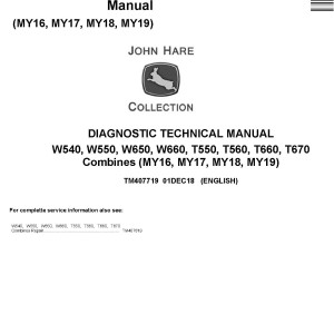 John Deere W540 to W660, T550 to T670 Combine Diagnostic Technical Manual TM407719