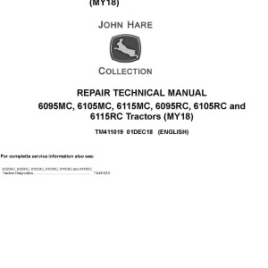 John Deere 6095MC to 6115RC Tractor Repair Technical Manual TM411019