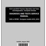 John Deere 6215 6515 European Tractor Diagnosis Test Service Manual TM4644