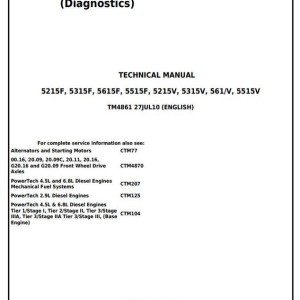 John Deere 5215F 5315F 5515F 5615F 5215V 5315V 5515V 5615V Tractor Technical Manual TM4861