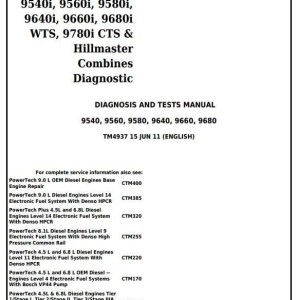 John Deere 9540 to 9780i CTS Combine Diagnosis Test Manual TM4937