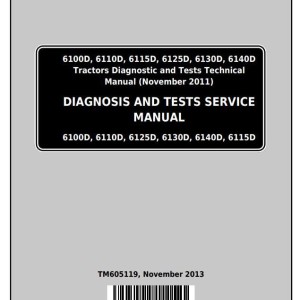 John Deere 6100D to 6140D Tractor Diagnostic Test Service Manual TM605119