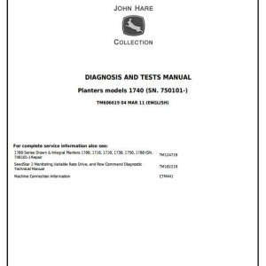 John Deere 1740 Planter Diagnostic Repair Manual TM606619