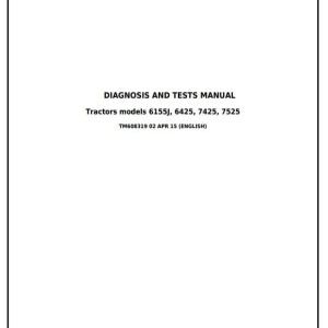John Deere 6155J to 7525HC Tractor Diagnostic Test Manual TM608319