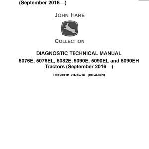 John Deere 5076E 5076EL 5082E 5090E 5090EL 5090EH Tractor Diagnostic Technical Manual TM609519