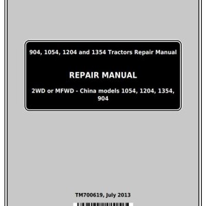 John Deere 904 1054 1204 1354 1404 Tractor Repair Manual TM700619