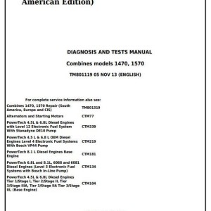John Deere 1470 1570 Combine Diagnosis Test Manual TM801119
