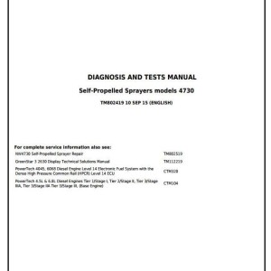 John Deere 4730 Self-Propelled Sprayer Diagnostic Test Manual TM802419