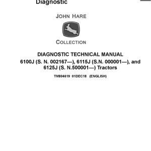 John Deere 6100J 6115J 6125J Tractor Diagnostic Technical Manual TM804619