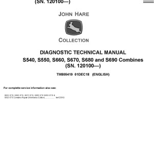 John Deere S540 to S690 Combine Diagnostic Technical Manual TM805419
