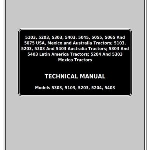John Deere 5103 to 5204 Tractor Technical Manual TM900019