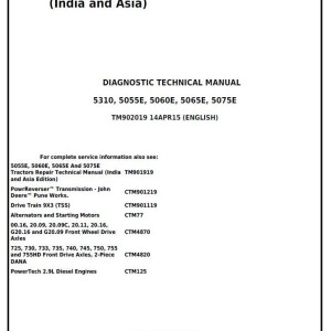 John Deere 5310 5055E 5060E 5065E 5075E Tractor Diagnosis Technical Manual TM902019