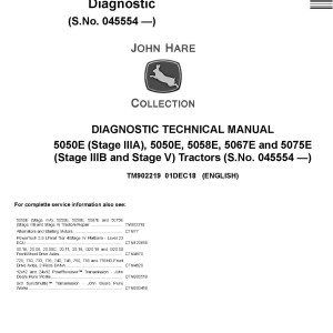 John Deere 5050E 5050E 5058E 5067E 5075E Tractor Diagnostic Technical Manual TM902219