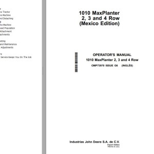 John Deere 1010 2 Row 1010 3 Row 1010 4 Row Operator's Manual OMP73970