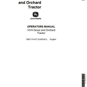 John Deere 1010 Operators Manual OMT17419T