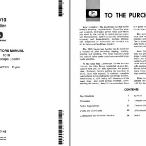 John Deere 1010 Operators Manual OMT19437