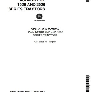 John Deere 1020 2020 Series Operators Manual OMT26335