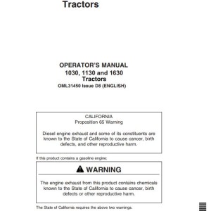 John Deere 1030 1130 1630 Operator's Manual OML31450