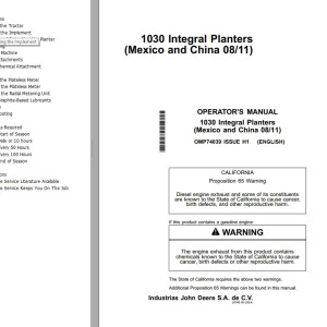 John Deere 1030 Operator's Manual OMP74039
