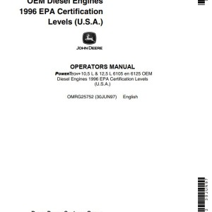 John Deere 10,5L 12,5L 6105 en 6125 Operators Manual OMRG25752