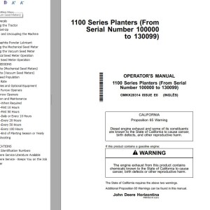 John Deere 1100 Series Operator's Manual