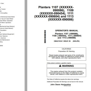 John Deere 1107 1109 1111 1113 Operator's Manual OMAX10341