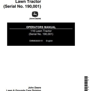 John Deere 116 Operators Manual