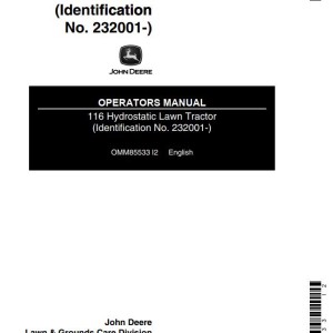 John Deere 116 Operators Manual OMM85533