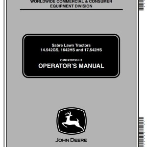 John Deere 14.542GS 1642HS 17.542HS Operator's Manual OMGX20196