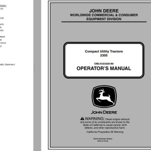John Deere 2305 Operator's Manual OMLVU23228