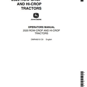 John Deere 2520 Operators Manual OMR46010