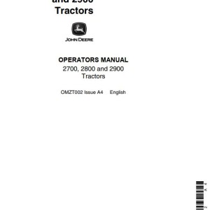 John Deere 2700 2800 2900 Operators Manual OMZT002