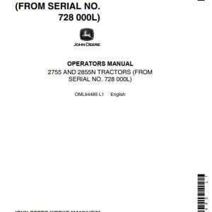 John Deere 2755 2855N Operators Manual