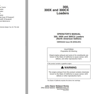 John Deere 300 300X 300CX Operator's Manual OMW52222