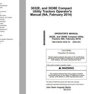 John Deere 3032E 3038E Operator's Manual OMLVU28546
