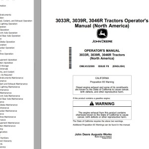 John Deere 3033R 3039R 3046R Tractors Operator's Manual