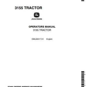 John Deere 3155 Operators Manual OML60017
