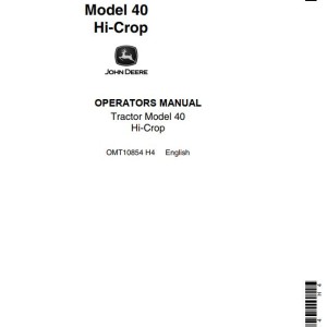 John Deere 40 Operators Manual OMT10854